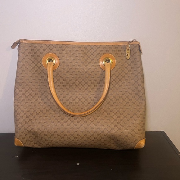 Authentic Vintage GUCCI Micro GG Extra Large Tote Shoulder Handbag - Picture 2 of 10